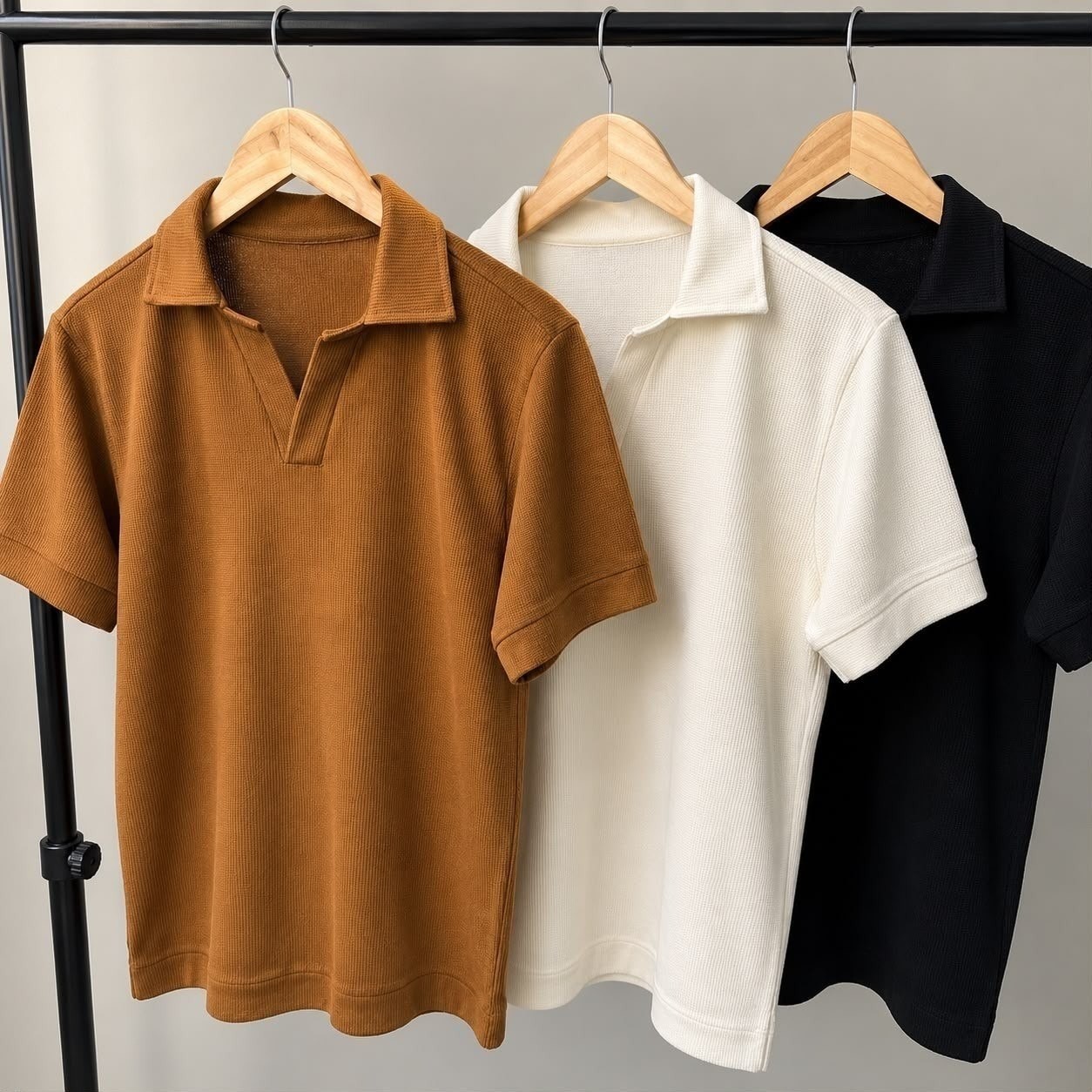 Camisa Camiseta Polo Masculina Texturizada Sem Botão (P ao G3)