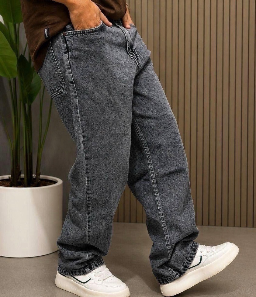 Calça Balão Jeans Masculina Marmorizada Streetwear Larga Bag (36 a 48)