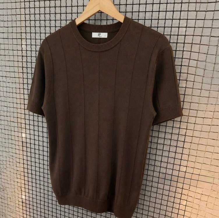 Camiseta Social Masculina Modal Tricô Macia Canelada Casual