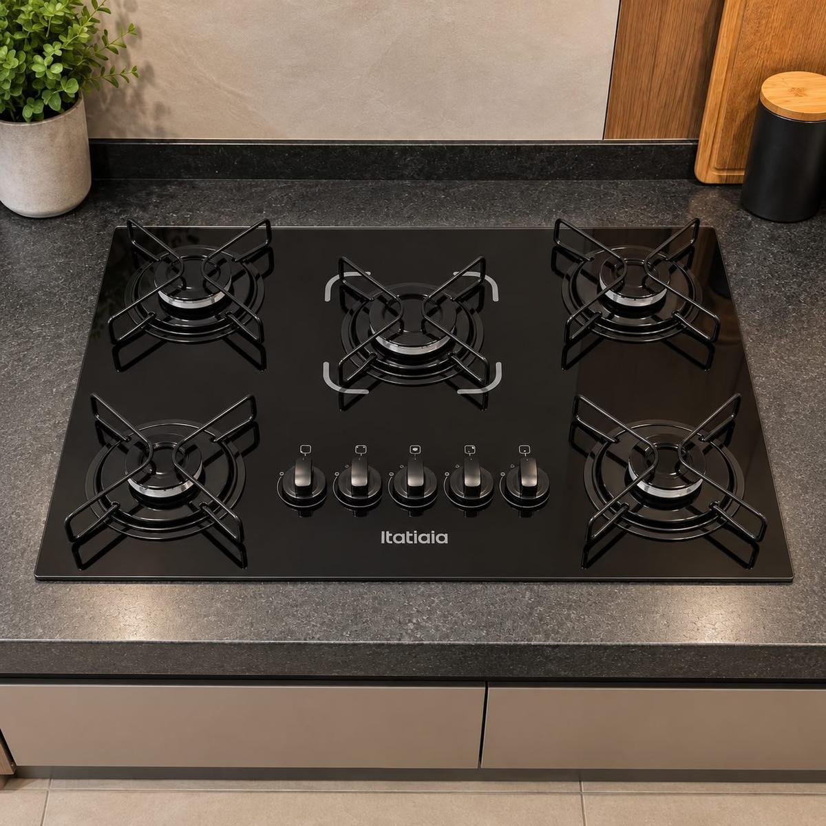 Cooktop 5 Bocas A Gás Glp Itatiaia Preto Essencial