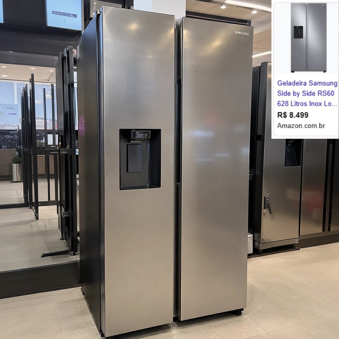 Side by Side com Dispenser Samsung RS60T Inox RS60T5200S9/BZ 628L 220V