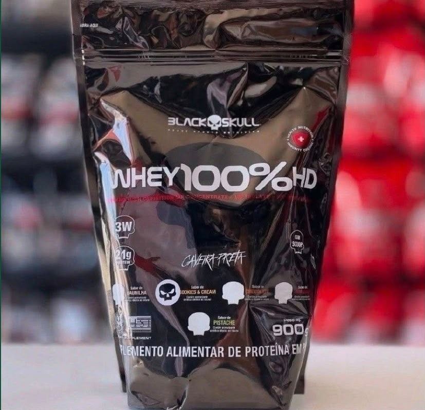 Whey 100% Hd Refil Black Skull Baunilha 900g