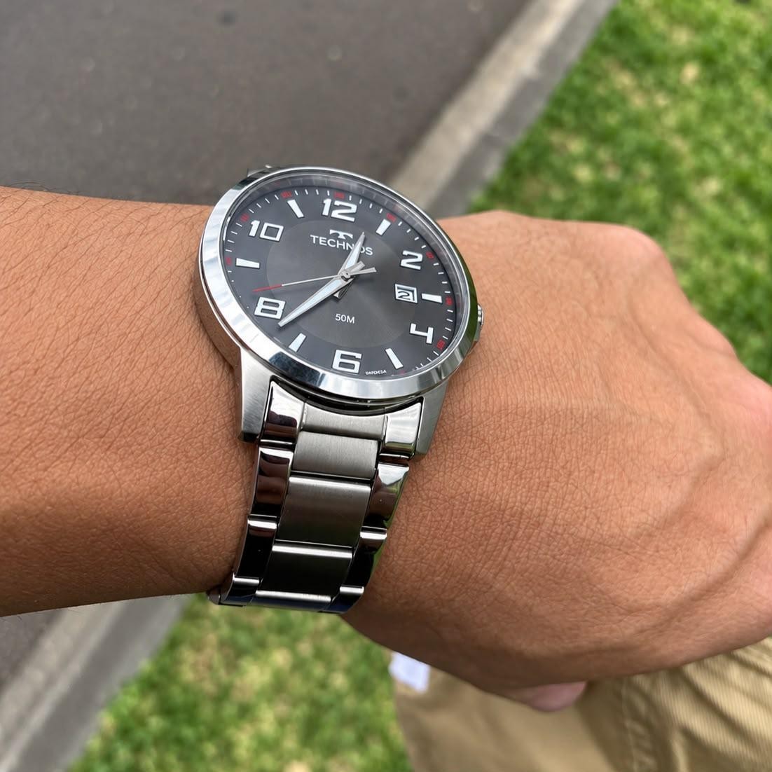Relógio Masculino Technos Racer Analógico Prata Prateado Cinza