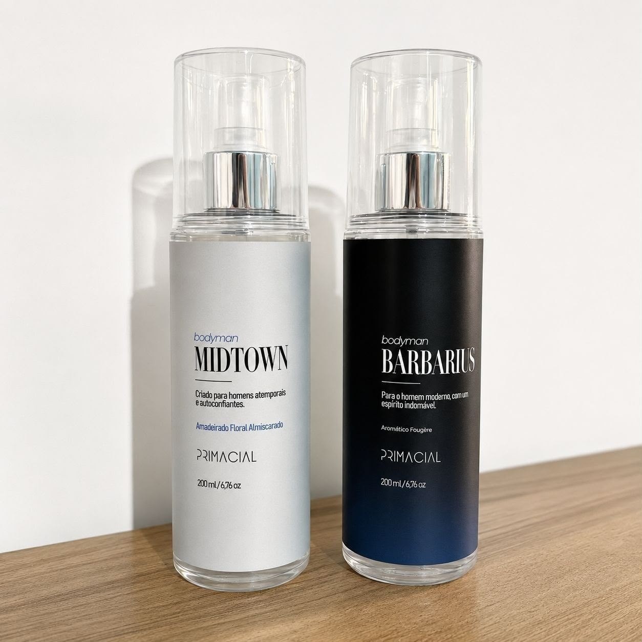 KIT BODY SPLASH MASCULINO BARBARIUS E MIDTOWN 200ML - PRIMACIAL PERFUME FRESCO AMADEIRADO