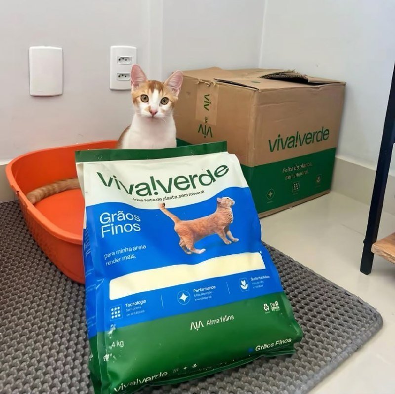 Viva Verde Areia Higiênica Biodegradável para Gatos Grãos Finos 4kg