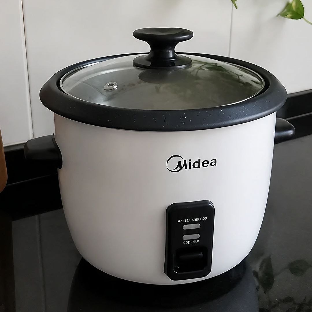 Panela De Arroz Elétrica Midea 7 Xícaras Cozimento Á Vapor Com Tampa De Vidro127V