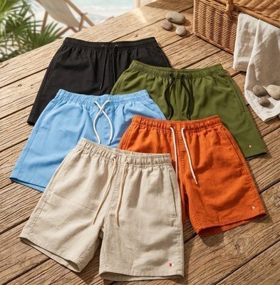 Shorts Linho Masculino Sandrini Casual Verão Confortável