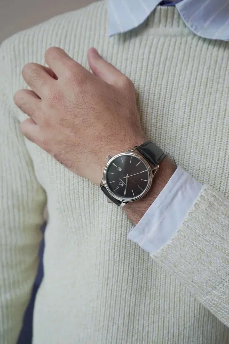 Relógio Masculino Chrowl Saint Germain Pulseira Couro Caixa Prateada