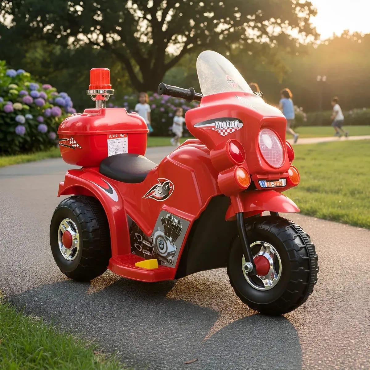 Moto Elétrica Brinq Kids Giroflex Infantil 6V Vermelha Com Baú e Pedal