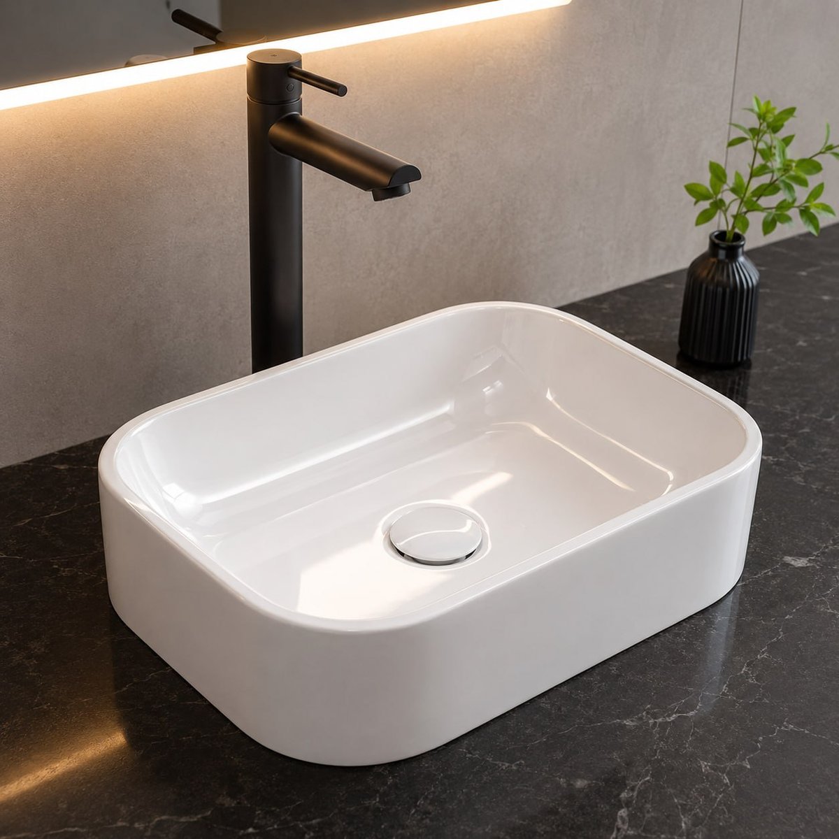 Cuba Pia De Apoio Sobrepor Retangular 37x27 Branca Para Banheiro Lavabo Beltempo BT-2010