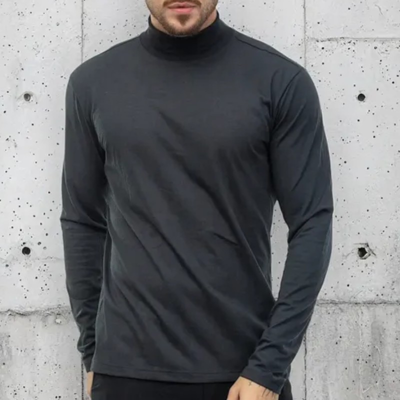 Camiseta Gola Alta Masculina Manga Longa Malha Eco Premium (P ao GG)