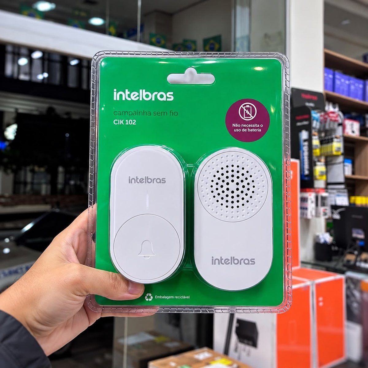 Campainha Cik 102 Sem Fio Sem Bateria Branco Intelbras