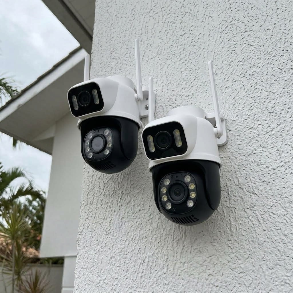 Kit 2 Câmeras de Segurança Woosh A28B Full HD Dupla Lente Wi-Fi com Visão Noturna Colorida