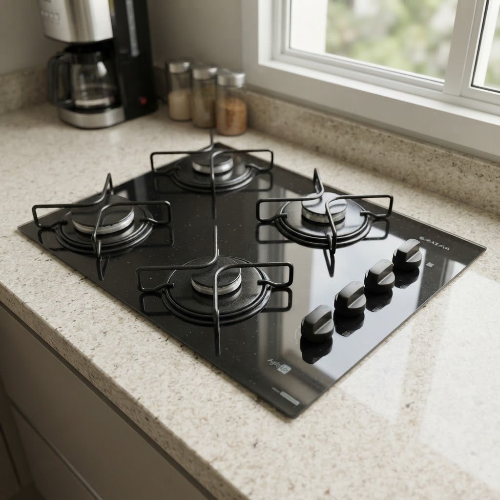 Cooktop 4 Bocas Atlas Agile Up Mesa Vidro Mega Chama Bivolt