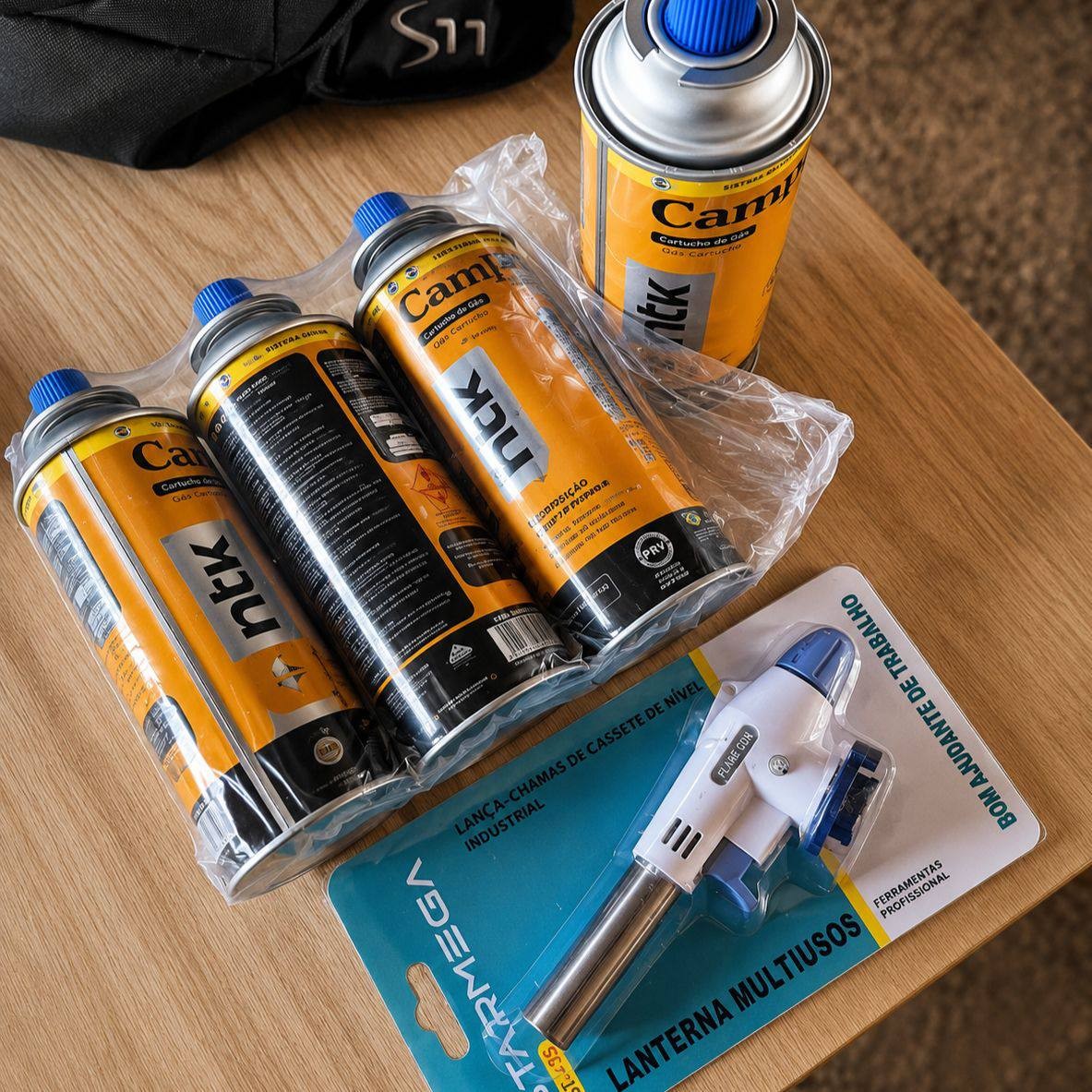 Kit Maçarico Acendimento Automático C/ 3 Refis Gás 227g