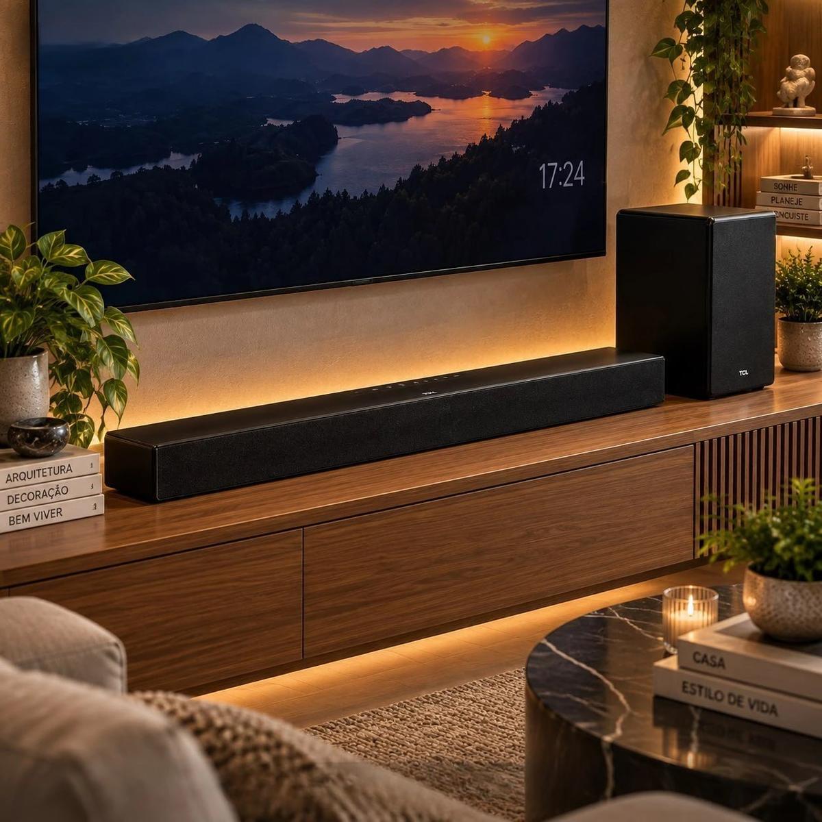 Soundbar TCL com Subwoofer sem fio Bluetooth 2.1 Canais 220W RMS HDMI ARC S55H