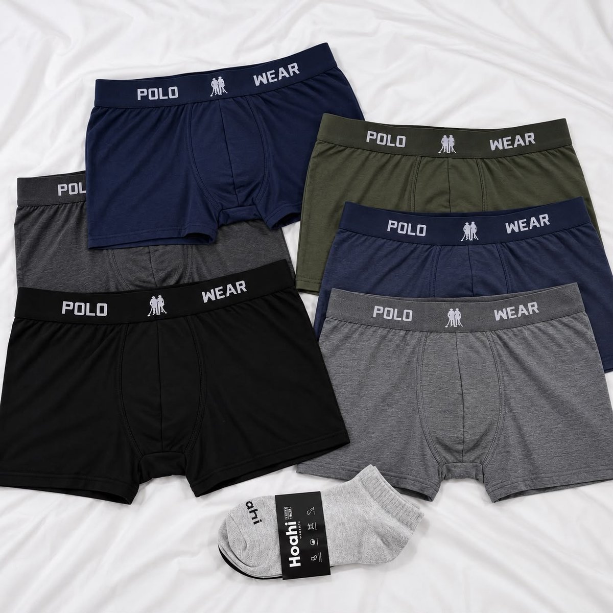 Kit 6 Cueca Polo Wear Microfibra + 6 Meia Cano Médio Algodão