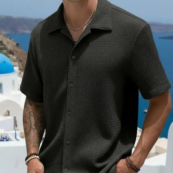 Camisa Casual Masculina Texturizada C/botões Old Money (P ao G)