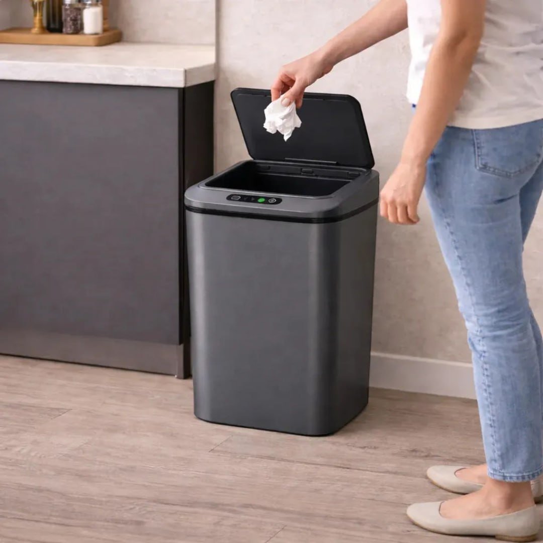 Lixeira Inteligente Sensor Automático 16l Cinza Smart Recarregável