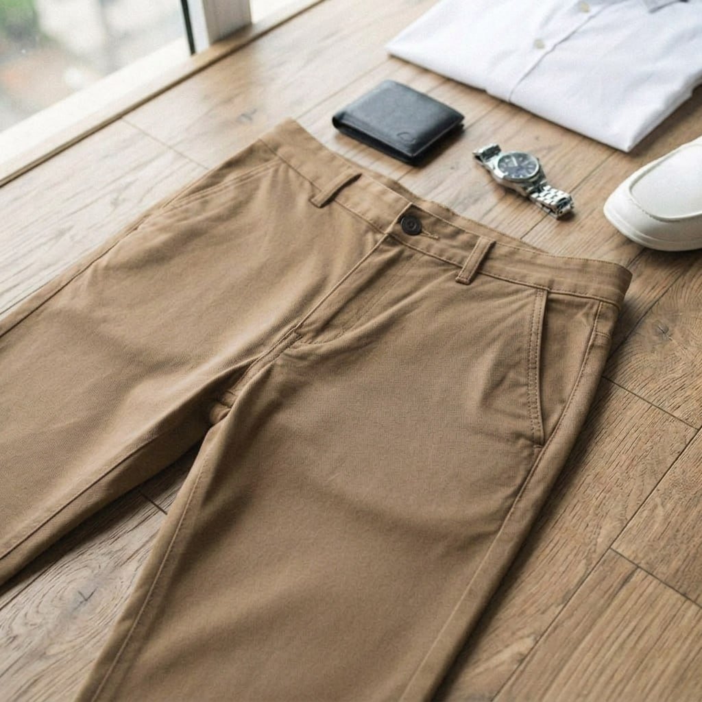 Calça Masculina Sarja Premium Social Esport Fino Bolso Lycra