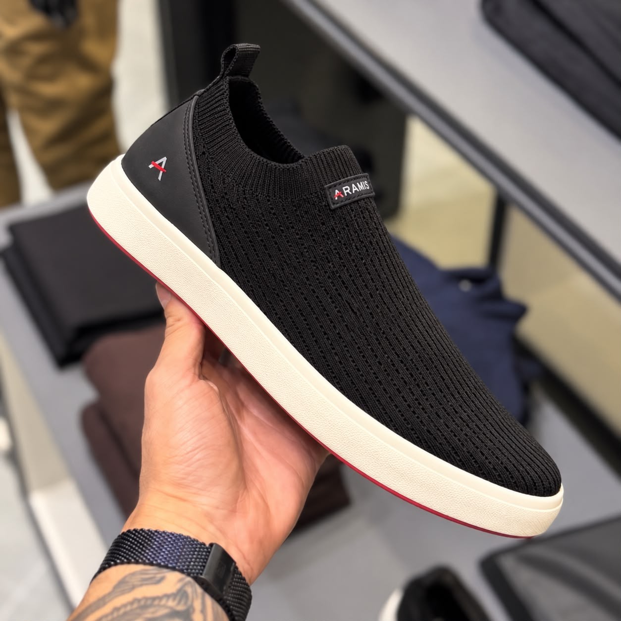 Tênis Aramis Flow Knit Conforto Macio Elastico Preto Preto (37 ao 43)