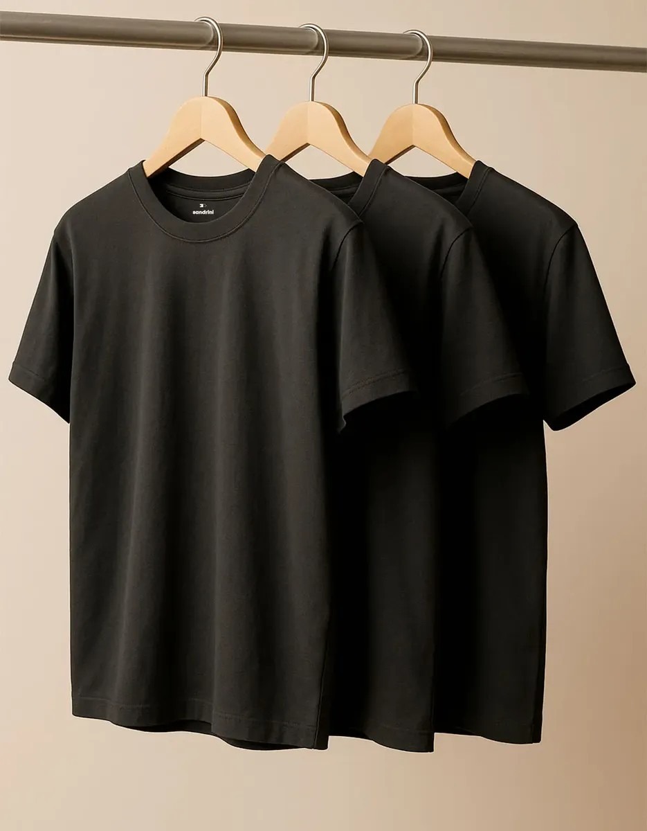 Kit 3 Camisetas Algodão Dia Dia Sandrini Básica Conforto (P ao GG)