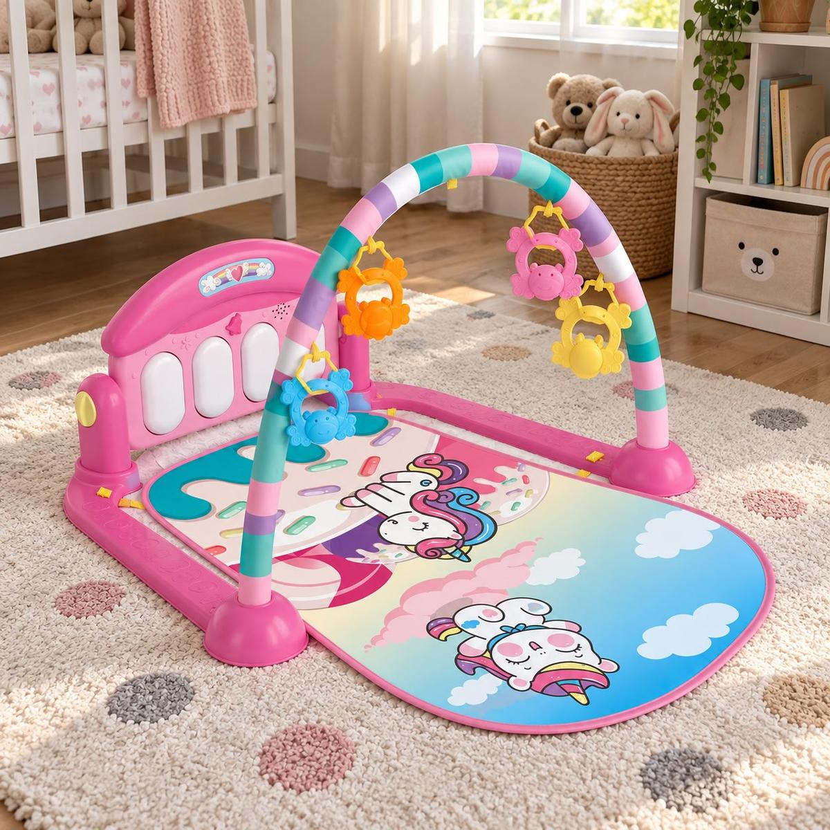 Tapete De Atividades Para Bebê Piano Unicórnio Rosa Maxibaby