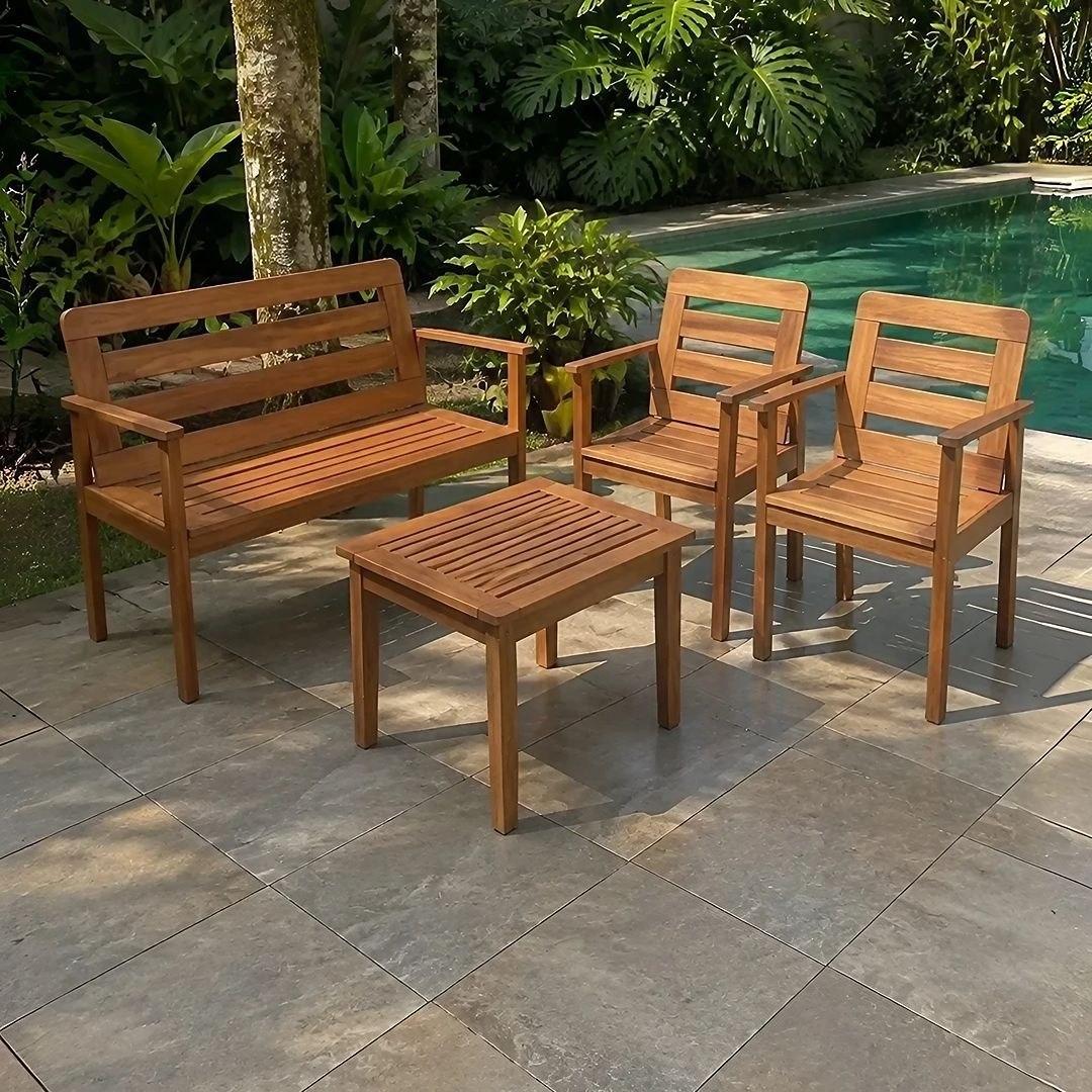 Conjunto Yescasa Jardim 1 Sofá 2 Poltronas E Mesa