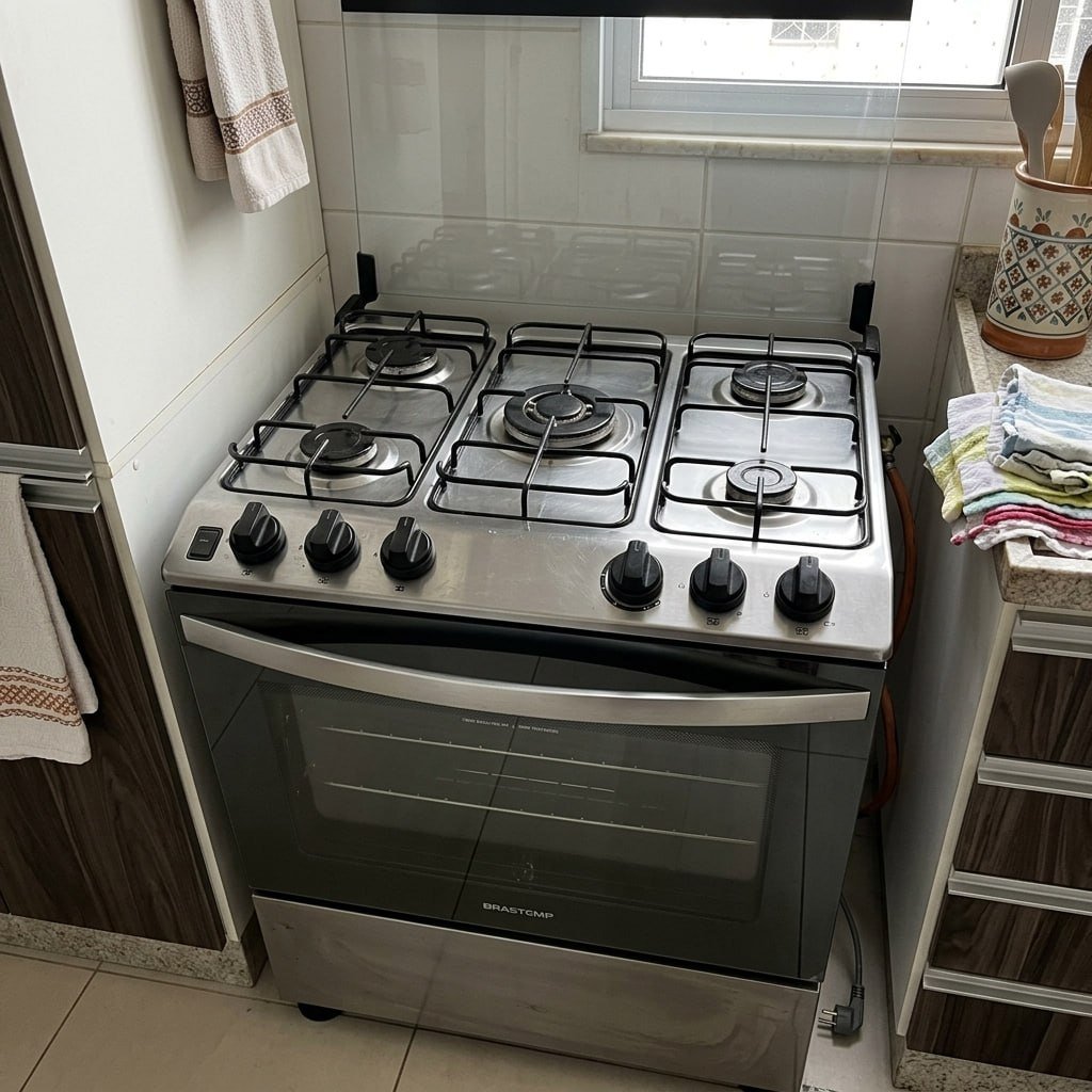 Fogão Brastemp BFS5NCR 5 Bocas Cor Inox Tipo de conexão Gás engarrafado