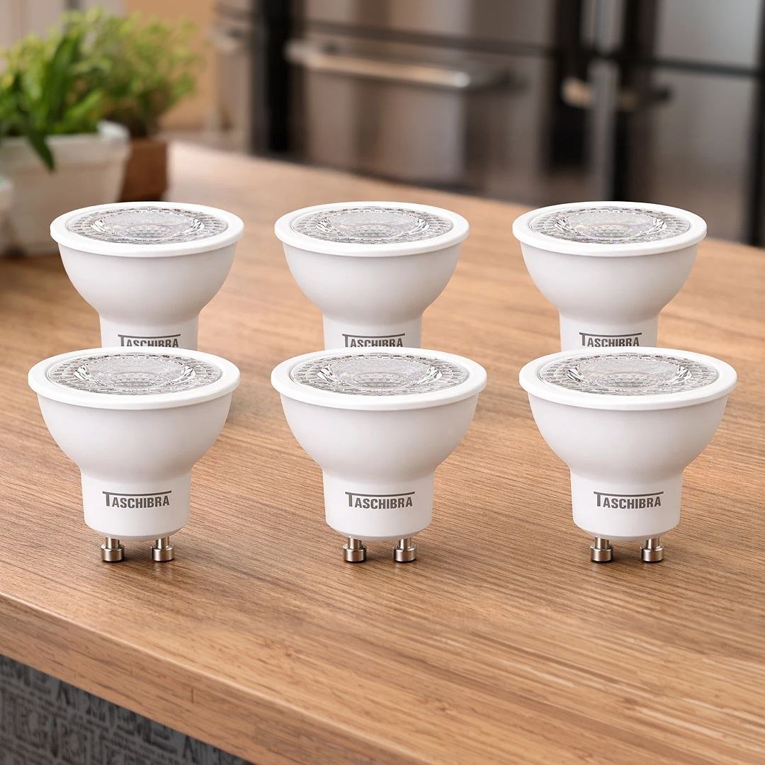 Kit 10 Lâmpadas Led Dicróica Mr16 Tdl 50 7w Taschibra Bivolt 220V