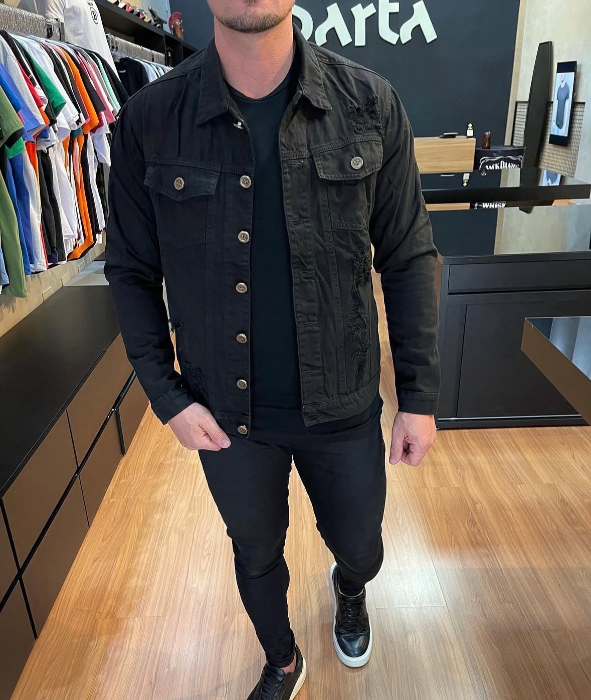 Jaqueta Masculina Sarja Jeans Slim Cores Clássicas Premium
