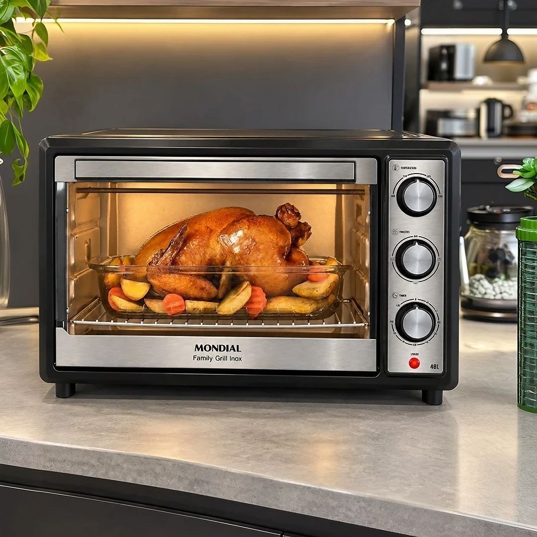 MONDIAL Forno Elétrico 48L Family Grill Inox, Mondial, Preto/Inox, 1800W, 110V - FRN-48-BI