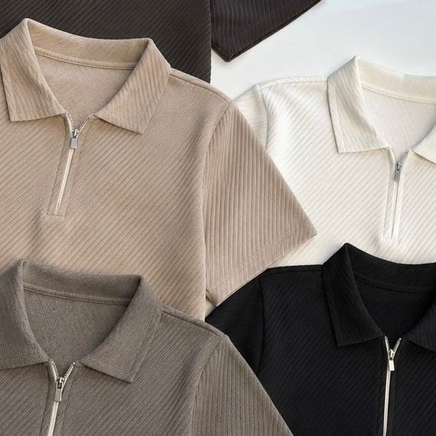 Kit 2 Camiseta Polo Manga Curta Com Ziper Masculina Canelada (M ao GG)