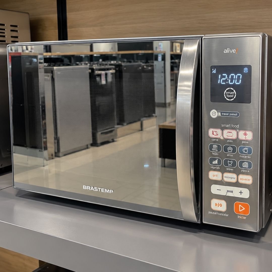 Micro-ondas Brastemp 38L Inox Espelhado Grill - BMJ38AR