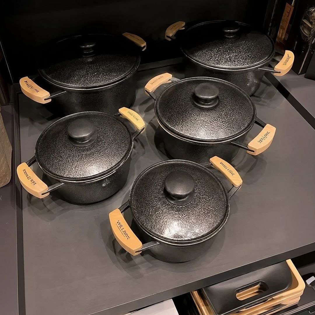 Jogo De Panela Alumínio Fundido Batido Grosso Preto 5 Peças