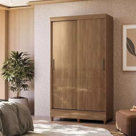 Guarda Roupa Solteiro 2 Portas De Correr Com Pés Fit Jequitibá Acetinado - Santos Andirá