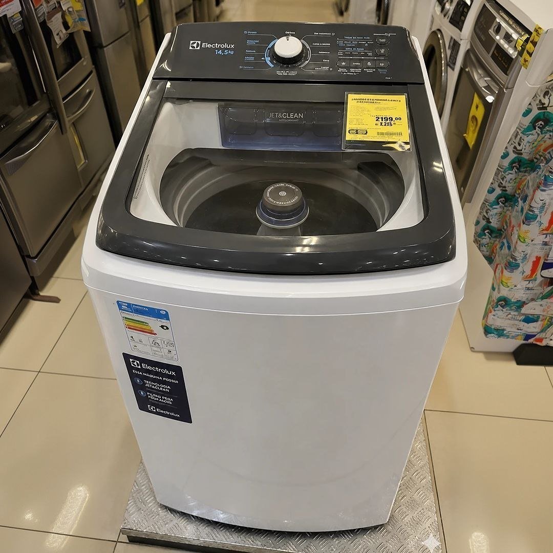 Máquina de Lavar Electrolux 14,5kg Branca Efficient Cesto Inox Jet&Clean 127v LEE15