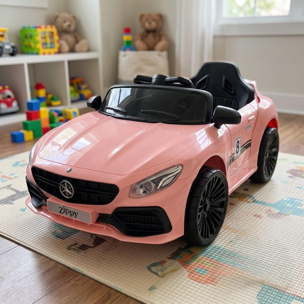 Zippy Toys Carro Elétrico M380 com Controle Remoto 6V, Rosa