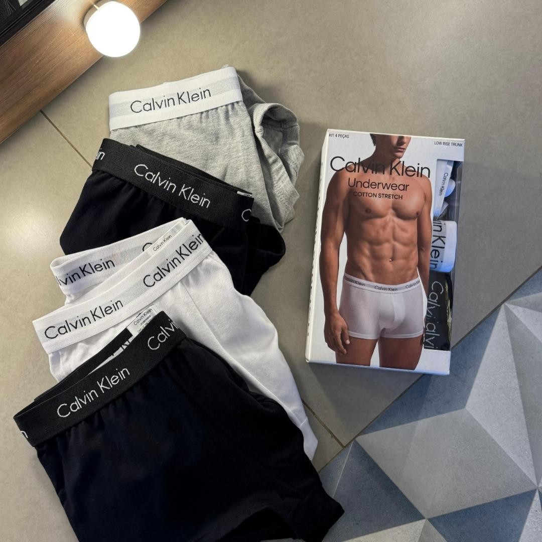 Kit 2 Cuecas Boxer Algodão Cotton Confortável Calvin Klein Preto Liso M