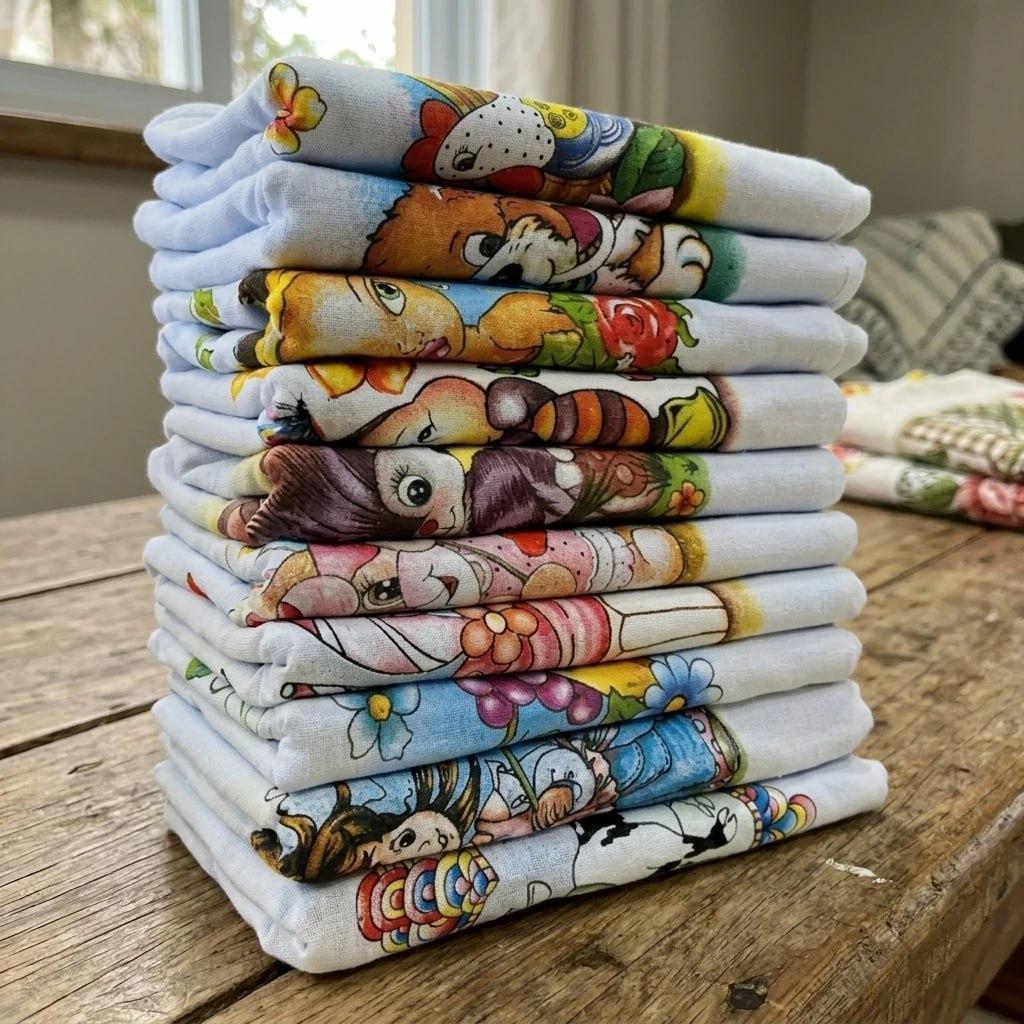 Kit 10 Pano De Prato Estampado 100% Algodão - 35cm X 60cm
