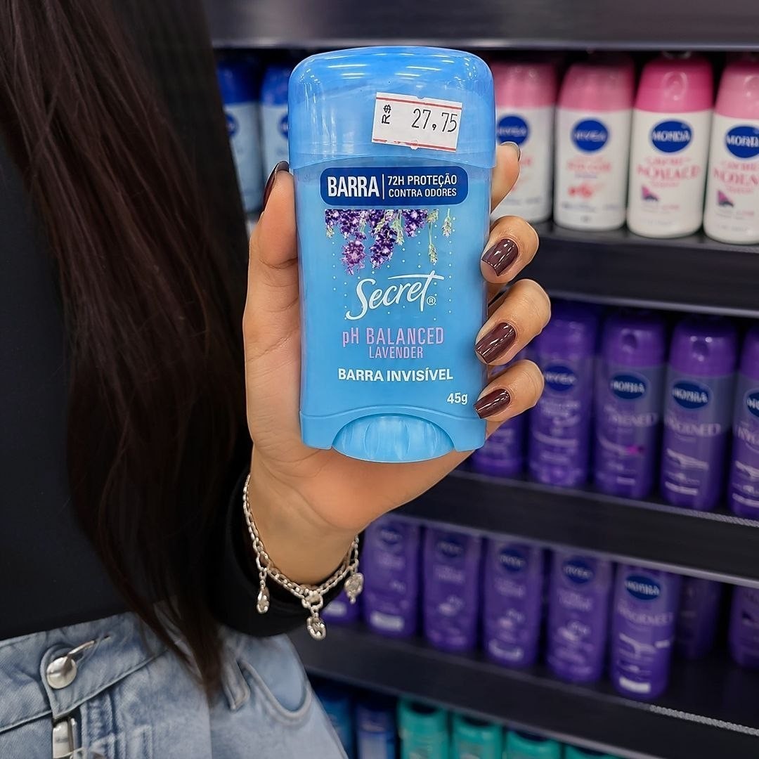 Secret Desodorante Antitranspirante em Barra Invisível pH Balanceado Lavanda 45 g