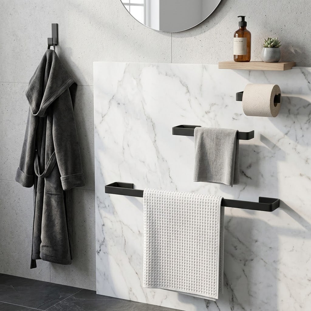 Kit Acessórios Banheiro Lavabo 4 Peças Inox Preto Fosco