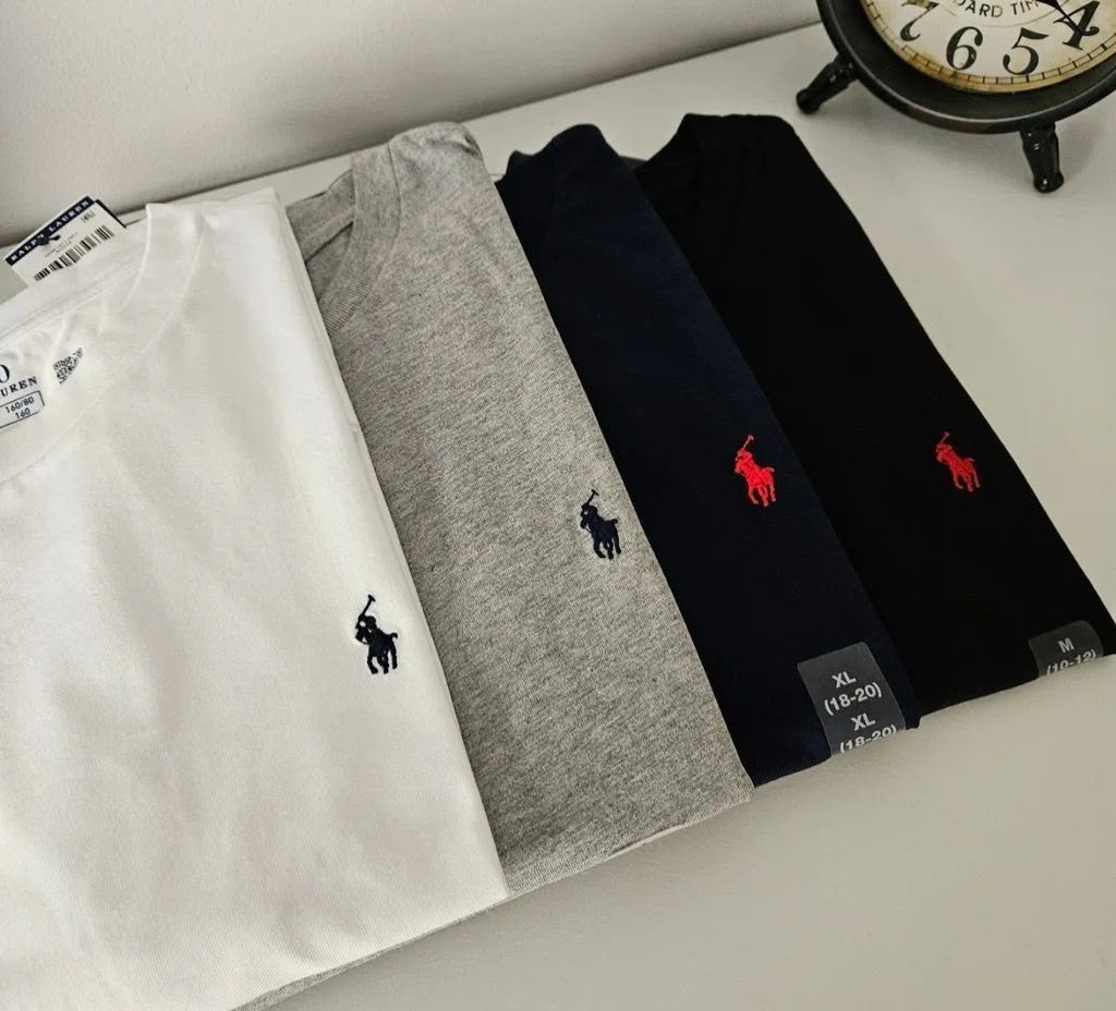 Camiseta Ralph Lauren Preta Basica Masculina Lisa Algodão