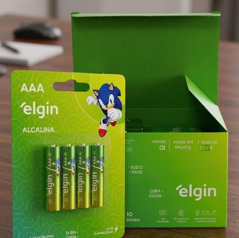 Pilha Alcalina, Elgin, Palito AAA, Blister com 4