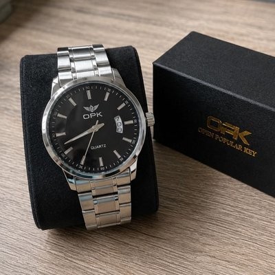 Opk Relógio Masculino Original Prata À Prova D'água 6010