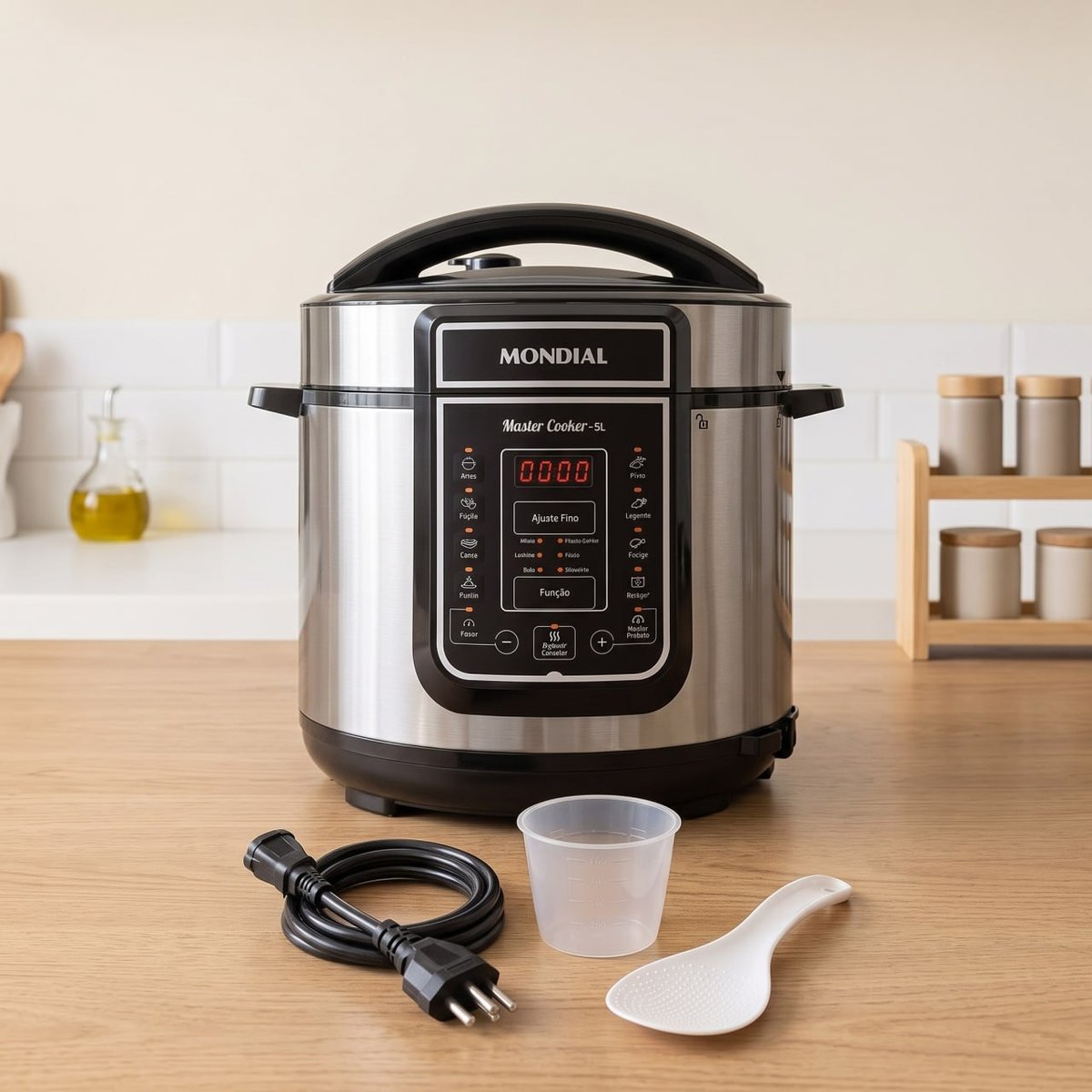 MONDIAL Panela de Pressão Elétrica Digital 5L, Preto/Inox, 900W, 110V - PE-38