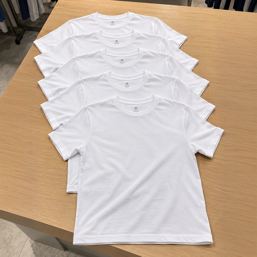 Kit 5 Camisetas Básicas Masculinas Algodão Branca Hering