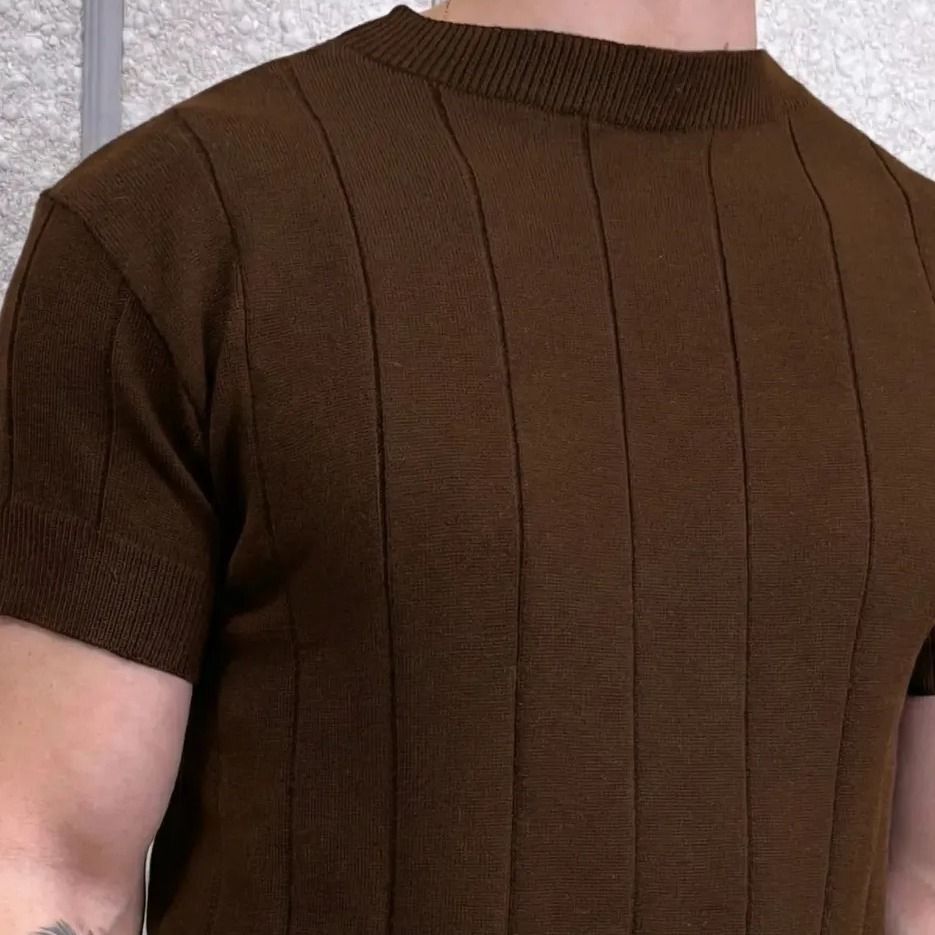 Camiseta Social Masculina Modal Tricô Macia Canelada Casual (P ao G1)