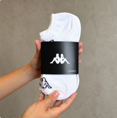 Meias Kappa Kit 3 Pares Sapatilha Soquete Invisível Original Branco (34 ao 43)