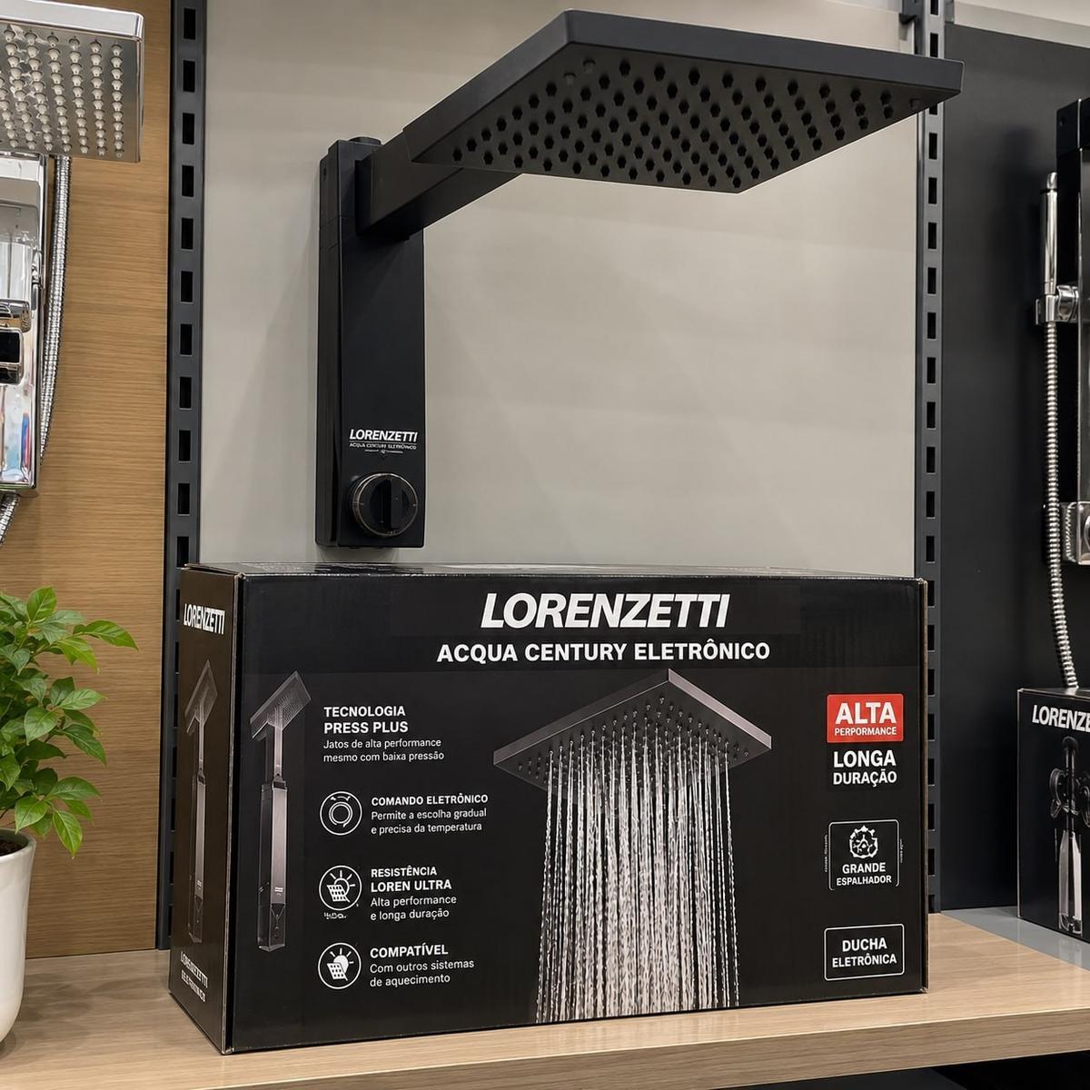 Chuveiro Ducha Eletrônico Acqua Century Lorenzetti Cor Preto Potência 7500 W